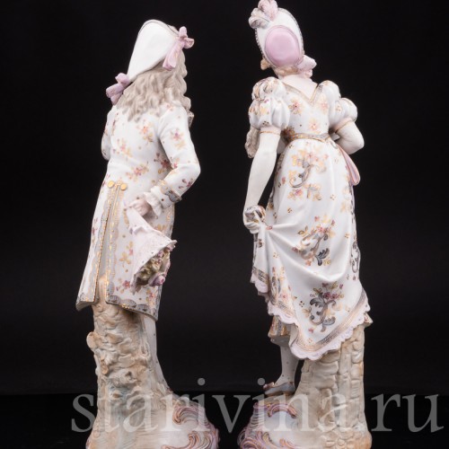 Две фарфоровые статуэтки Галантная пара, Германия, 19 в.