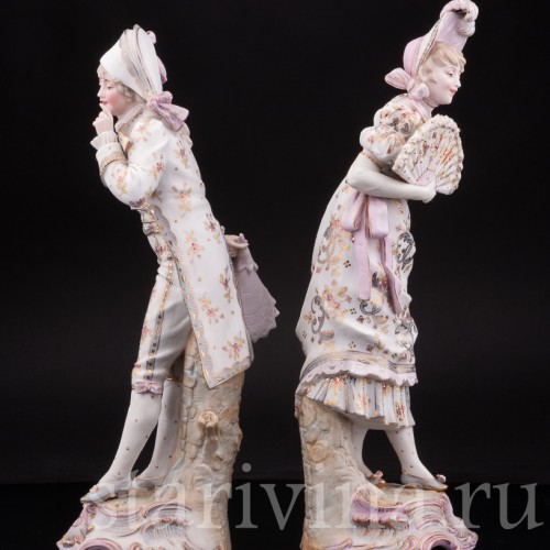 Две фарфоровые статуэтки Галантная пара, Германия, 19 в.