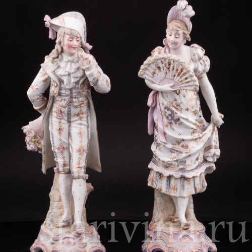 Две фарфоровые статуэтки Галантная пара, Германия, 19 в.