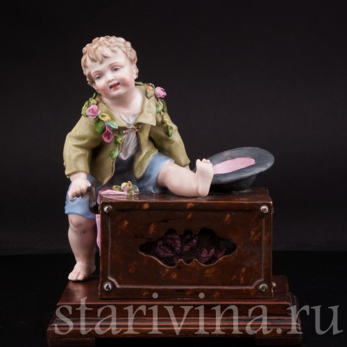 Музыкальная шкатулка Мальчик с шарманкой, Германия, 19 в.