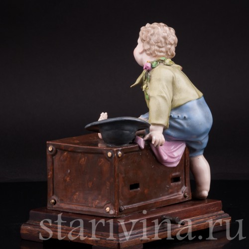 Музыкальная шкатулка Мальчик с шарманкой, Германия, 19 в.