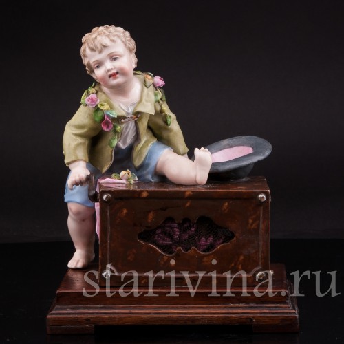 Музыкальная шкатулка Мальчик с шарманкой, Германия, 19 в.