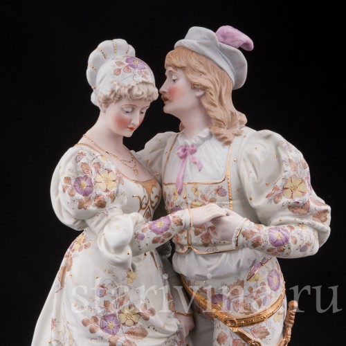 Большая фарфоровая композиция Пара в ренессансных костюмах, Франция, 19 в.