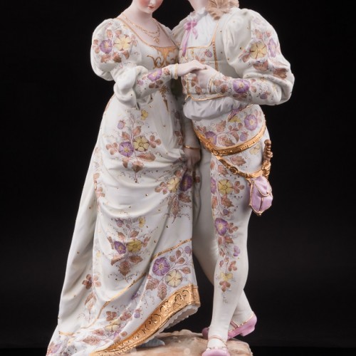 Большая фарфоровая композиция Пара в ренессансных костюмах, Франция, 19 в.