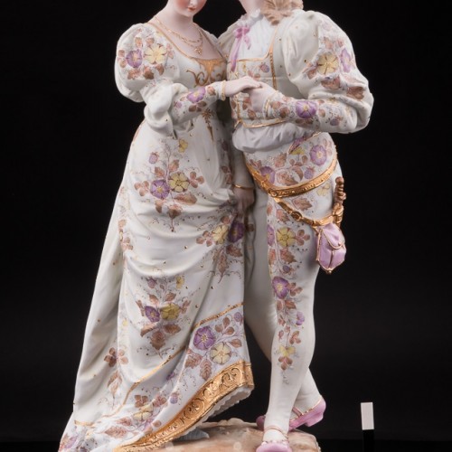 Большая фарфоровая композиция Пара в ренессансных костюмах, Франция, 19 в.
