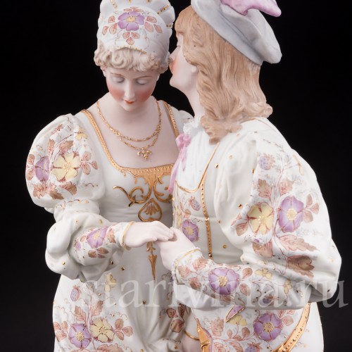 Большая фарфоровая композиция Пара в ренессансных костюмах, Франция, 19 в.