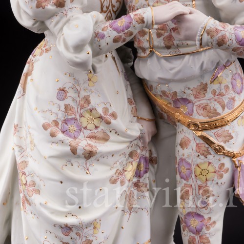 Большая фарфоровая композиция Пара в ренессансных костюмах, Франция, 19 в.