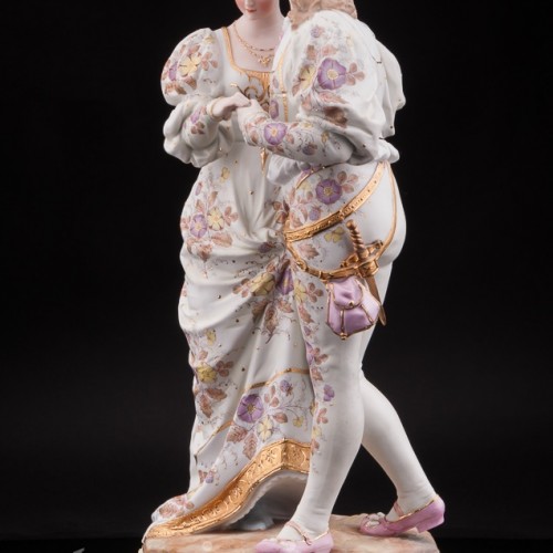 Большая фарфоровая композиция Пара в ренессансных костюмах, Франция, 19 в.