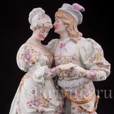 Большая фарфоровая композиция Пара в ренессансных костюмах, Франция, 19 в.