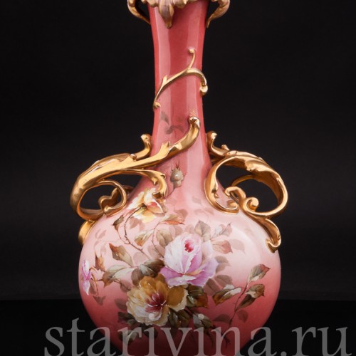 Старинная фарфоровая ваза "Розы", New York & Rudolstadt Pottery, Германия, 1904-24 гг.
