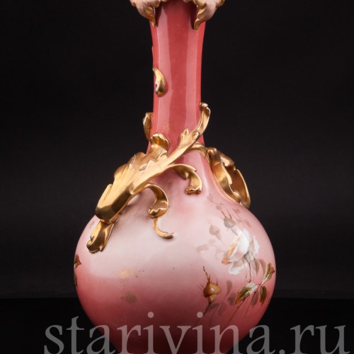Старинная фарфоровая ваза "Розы", New York & Rudolstadt Pottery, Германия, 1904-24 гг.