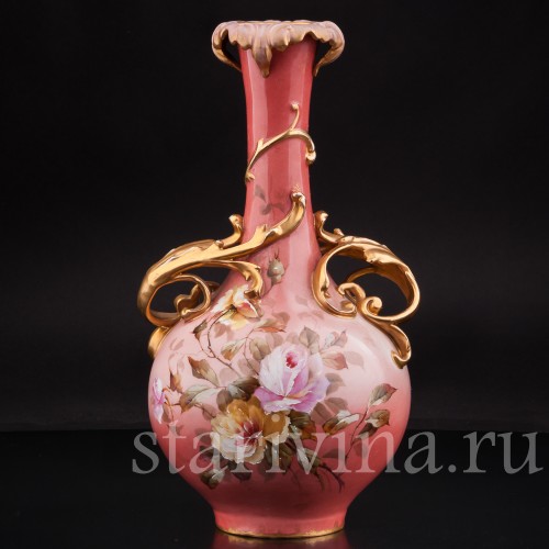 Старинная фарфоровая ваза "Розы", New York & Rudolstadt Pottery, Германия, 1904-24 гг.