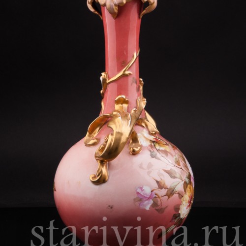 Старинная фарфоровая ваза "Розы", New York & Rudolstadt Pottery, Германия, 1904-24 гг.
