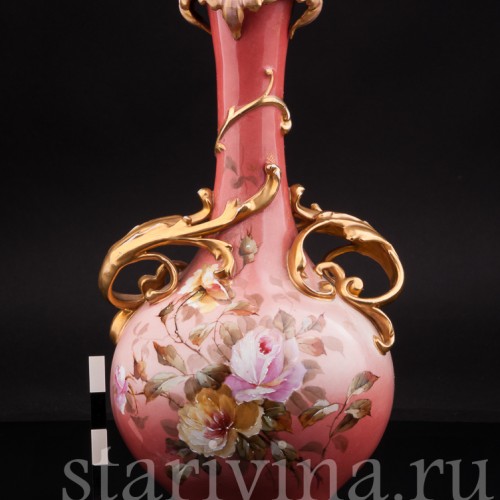 Старинная фарфоровая ваза "Розы", New York & Rudolstadt Pottery, Германия, 1904-24 гг.