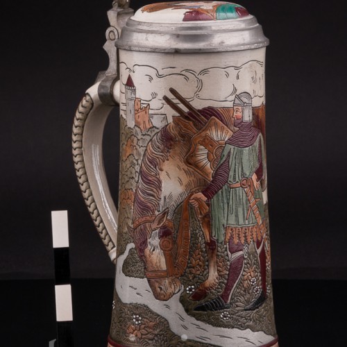 Антикварная пивная кружка Рыцарь с конем 1/2 л, Marzi & Remy, Германия, нач. 20 в.