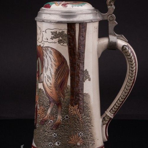 Антикварная пивная кружка Рыцарь с конем 1/2 л, Marzi & Remy, Германия, нач. 20 в.