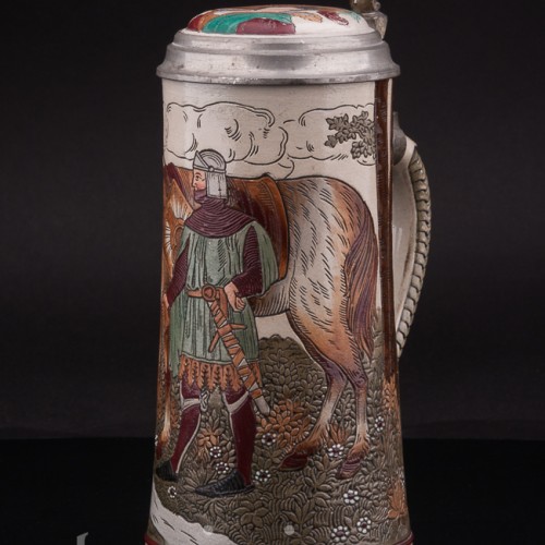 Антикварная пивная кружка Рыцарь с конем 1/2 л, Marzi & Remy, Германия, нач. 20 в.