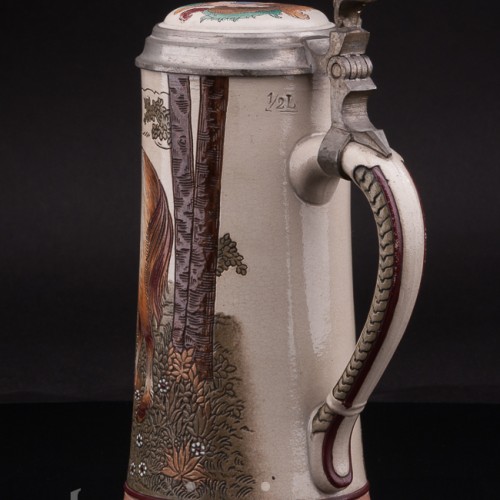 Антикварная пивная кружка Рыцарь с конем 1/2 л, Marzi & Remy, Германия, нач. 20 в.