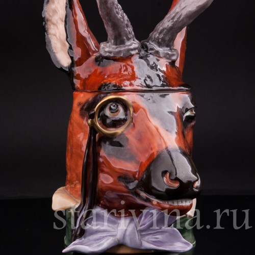 Антикварная фигурная кружка из фарфора Голова оленя, Von Schierholz, Германия, нач. 20 в.