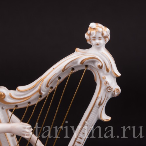Фарфоровая статуэтка Девушка с арфой, Sitzendorf, Германия, 19 в.