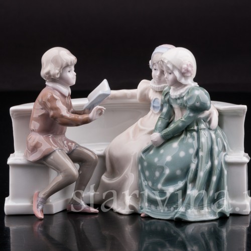 Редкая статуэтка из фарфора Дети с книгой, Galluba & Hofmann, Германия, 1905-37 гг.