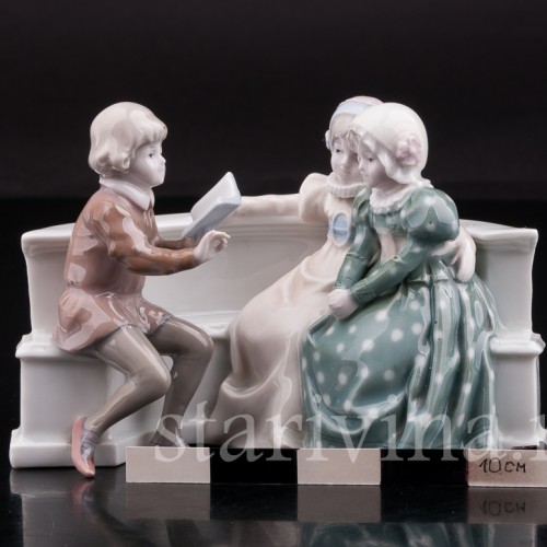 Редкая статуэтка из фарфора Дети с книгой, Galluba & Hofmann, Германия, 1905-37 гг.