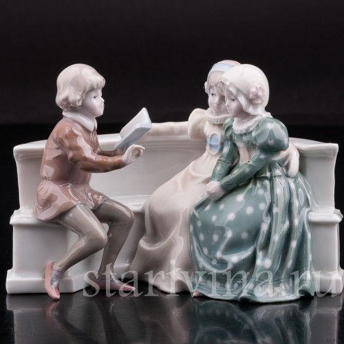 Редкая статуэтка из фарфора Дети с книгой, Galluba & Hofmann, Германия, 1905-37 гг.