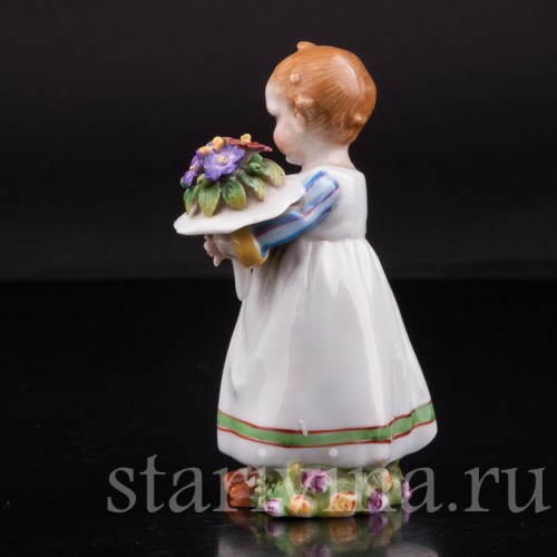 Фигурка из фарфора Девочка с букетом, миниатюра, E. A. Muller, Германия, кон. 19, нач. 20 вв.