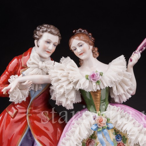 Антикварная статуэтка Пара на прогулке, Muller & Co, Германия, перв. пол 20 в.