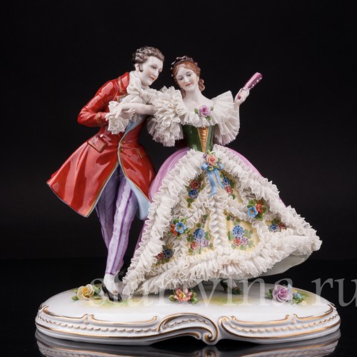 Антикварная статуэтка Пара на прогулке, Muller & Co, Германия, перв. пол 20 в.