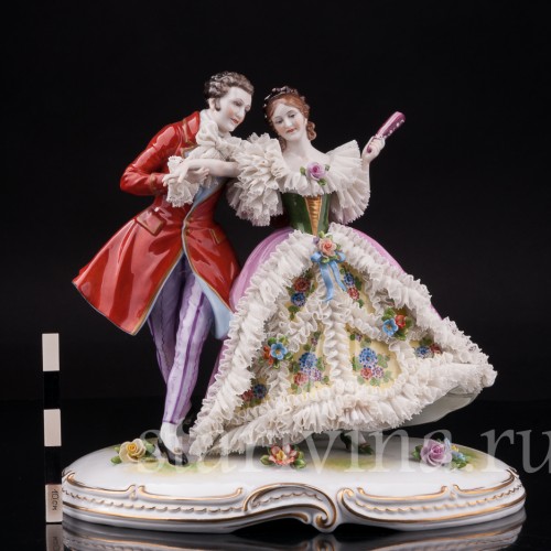 Антикварная статуэтка Пара на прогулке, Muller & Co, Германия, перв. пол 20 в.