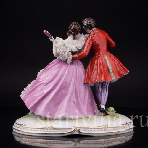 Антикварная статуэтка Пара на прогулке, Muller & Co, Германия, перв. пол 20 в.