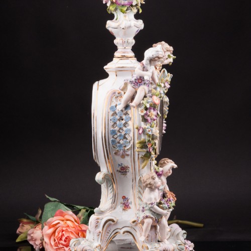 Антикварные фарфоровые часы Времена Года, Sitzendorf, Германия, 19 век.