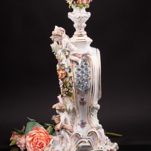 Антикварные фарфоровые часы Времена Года, Sitzendorf, Германия, 19 век.