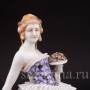 Антикварная статуэтка Девушка с веером и букетом, кружевная, E. A. Muller, Германия, нач. 20 в.