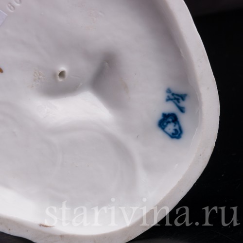 Антикварная статуэтка Девушка с веером и букетом, кружевная, E. A. Muller, Германия, нач. 20 в.