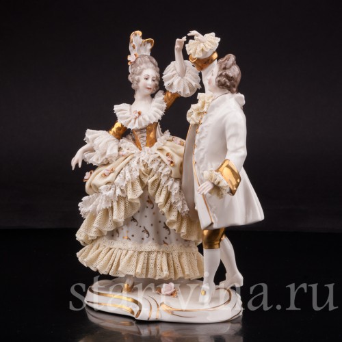 Фарфоровая статуэтка Танцующая пара, кружевная, Ackermann & Fritze, Германия, перв. пол. 20 в.