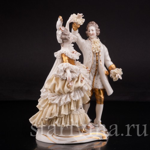 Фарфоровая статуэтка Танцующая пара, кружевная, Ackermann & Fritze, Германия, перв. пол. 20 в.