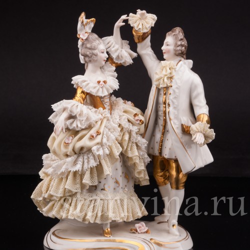 Фарфоровая статуэтка Танцующая пара, кружевная, Ackermann & Fritze, Германия, перв. пол. 20 в.