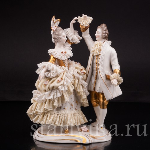 Фарфоровая статуэтка Танцующая пара, кружевная, Ackermann & Fritze, Германия, перв. пол. 20 в.