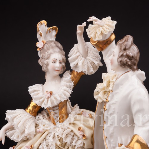Фарфоровая статуэтка Танцующая пара, кружевная, Ackermann & Fritze, Германия, перв. пол. 20 в.