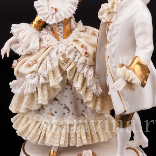 Фарфоровая статуэтка Танцующая пара, кружевная, Ackermann & Fritze, Германия, перв. пол. 20 в.