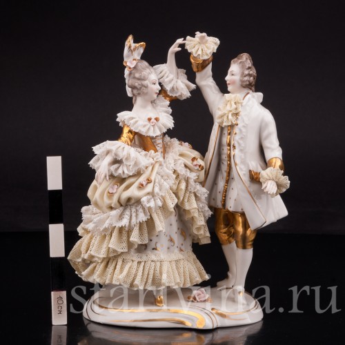 Фарфоровая статуэтка Танцующая пара, кружевная, Ackermann & Fritze, Германия, перв. пол. 20 в.