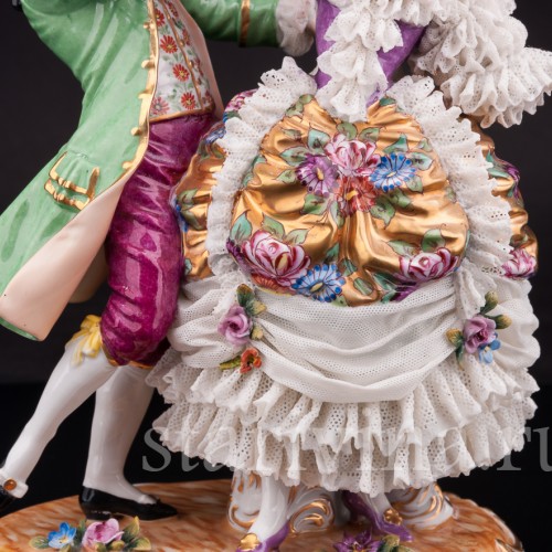 Фарфоровая статуэтка Танцующая пара, кружевная, Muller & Co, Германия, перв. пол. 20 в.