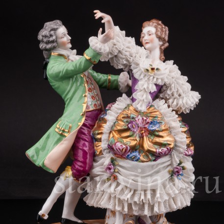 Фарфоровая статуэтка Танцующая пара, кружевная, Muller & Co, Германия, перв. пол. 20 в.