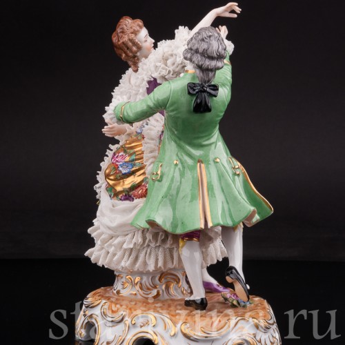 Фарфоровая статуэтка Танцующая пара, кружевная, Muller & Co, Германия, перв. пол. 20 в.