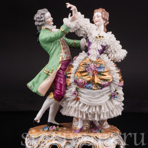 Фарфоровая статуэтка Танцующая пара, кружевная, Muller & Co, Германия, перв. пол. 20 в.