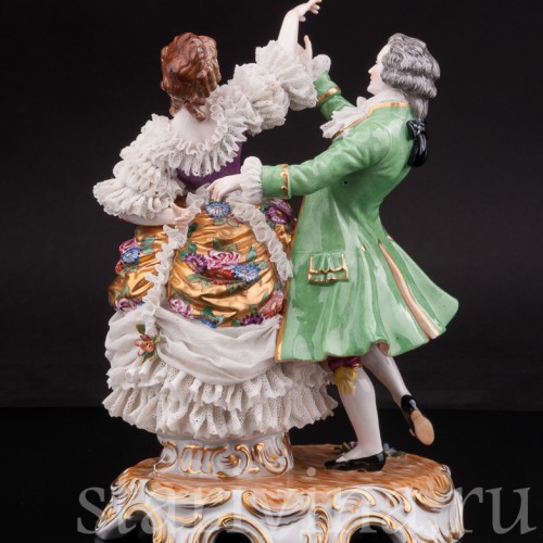 Фарфоровая статуэтка Танцующая пара, кружевная, Muller & Co, Германия, перв. пол. 20 в.