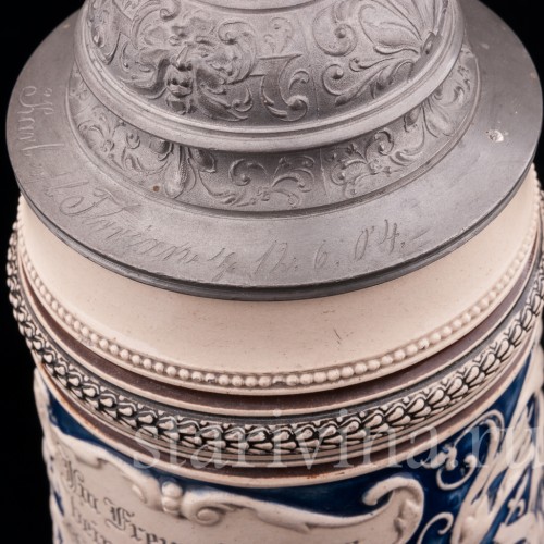 Антикварная пивная кружка "В кругу друзей", 1 л, Marzi & Remy, Германия, кон. 19 - нач. 20 вв.