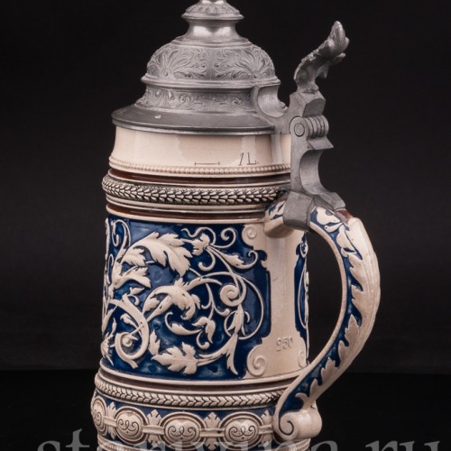 Антикварная пивная кружка "В кругу друзей", 1 л, Marzi & Remy, Германия, кон. 19 - нач. 20 вв.